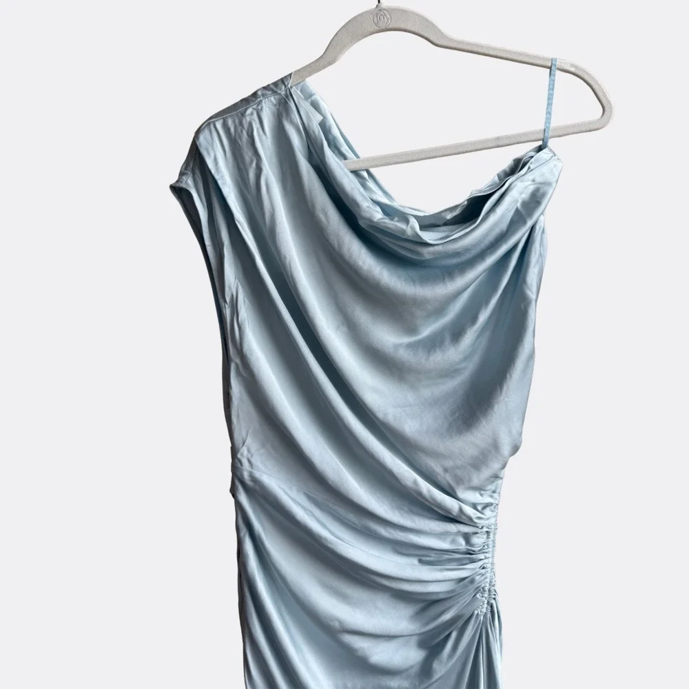 NWT A.L.C. Penny Satin Maxi Dress Cascade Blue sz 0 - Picture 3 of 9